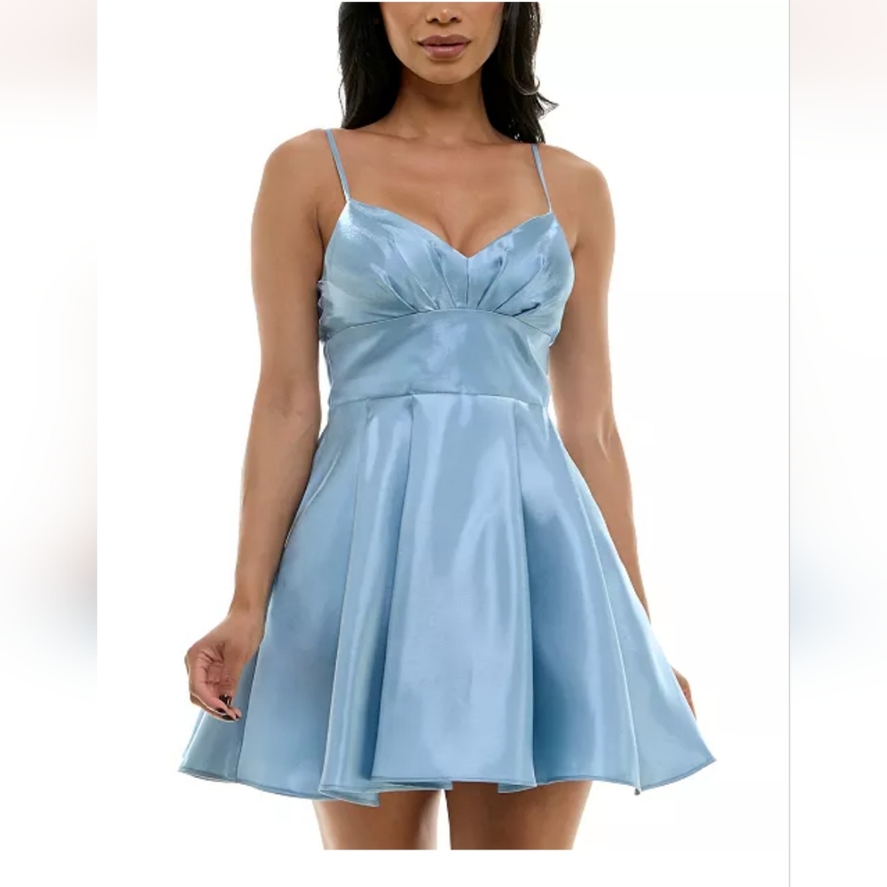 Juniors' Spaghetti-Strap V-Neck Fit & Flare Dress